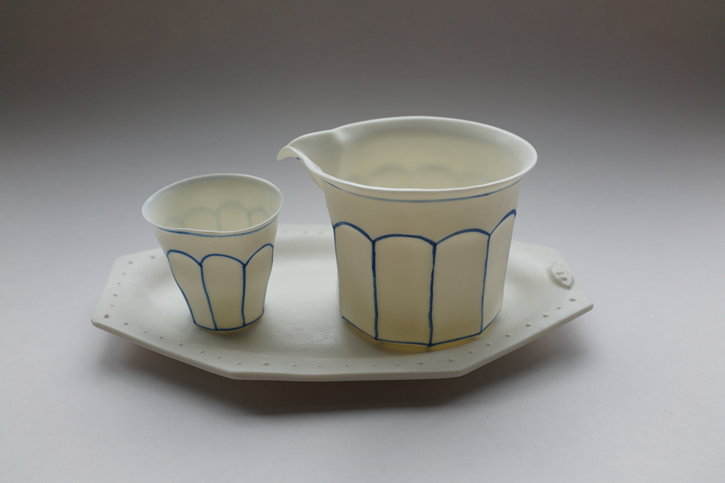 Set 2 – Blue Line Cafeteria Coffee Cup XS + Fairness Cup + Octagonal Plate 套餐 2 – 藍線食堂咖啡杯 XS + 公道杯+八角盤