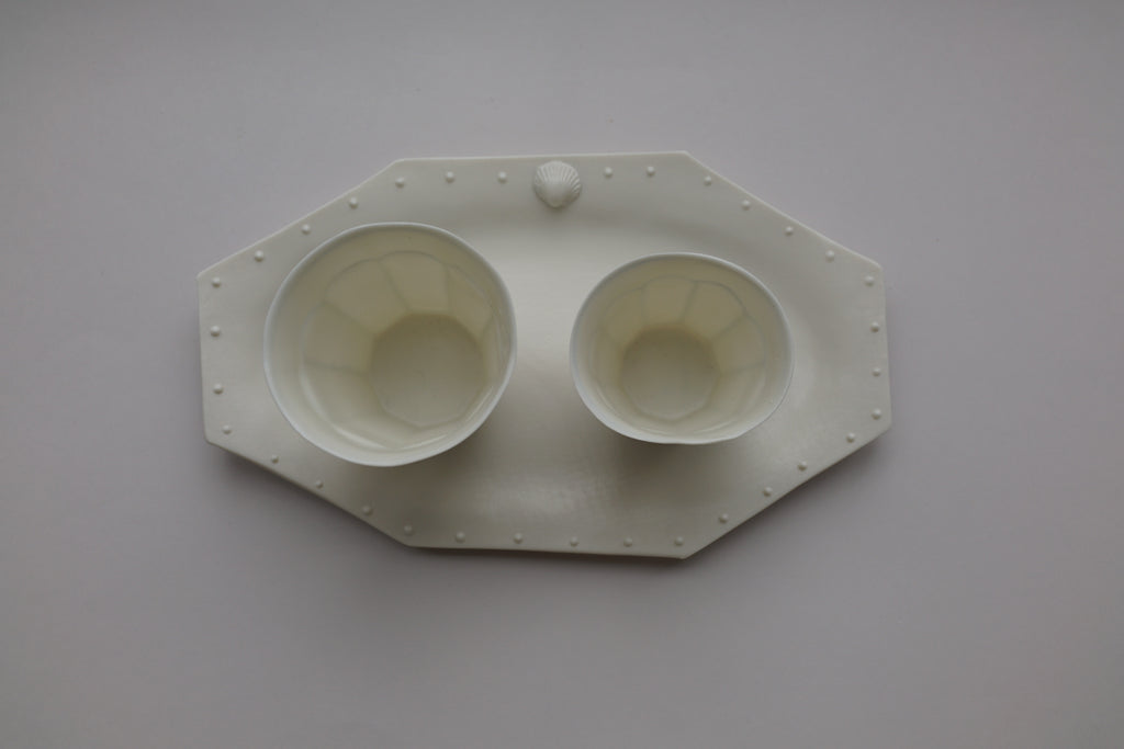 Set 1 – Blue Line Cafeteria Coffee Cup Set (M + S) + Octagonal Plate  套餐 1 – 藍線食堂咖啡杯（M+S）+ 八角盘