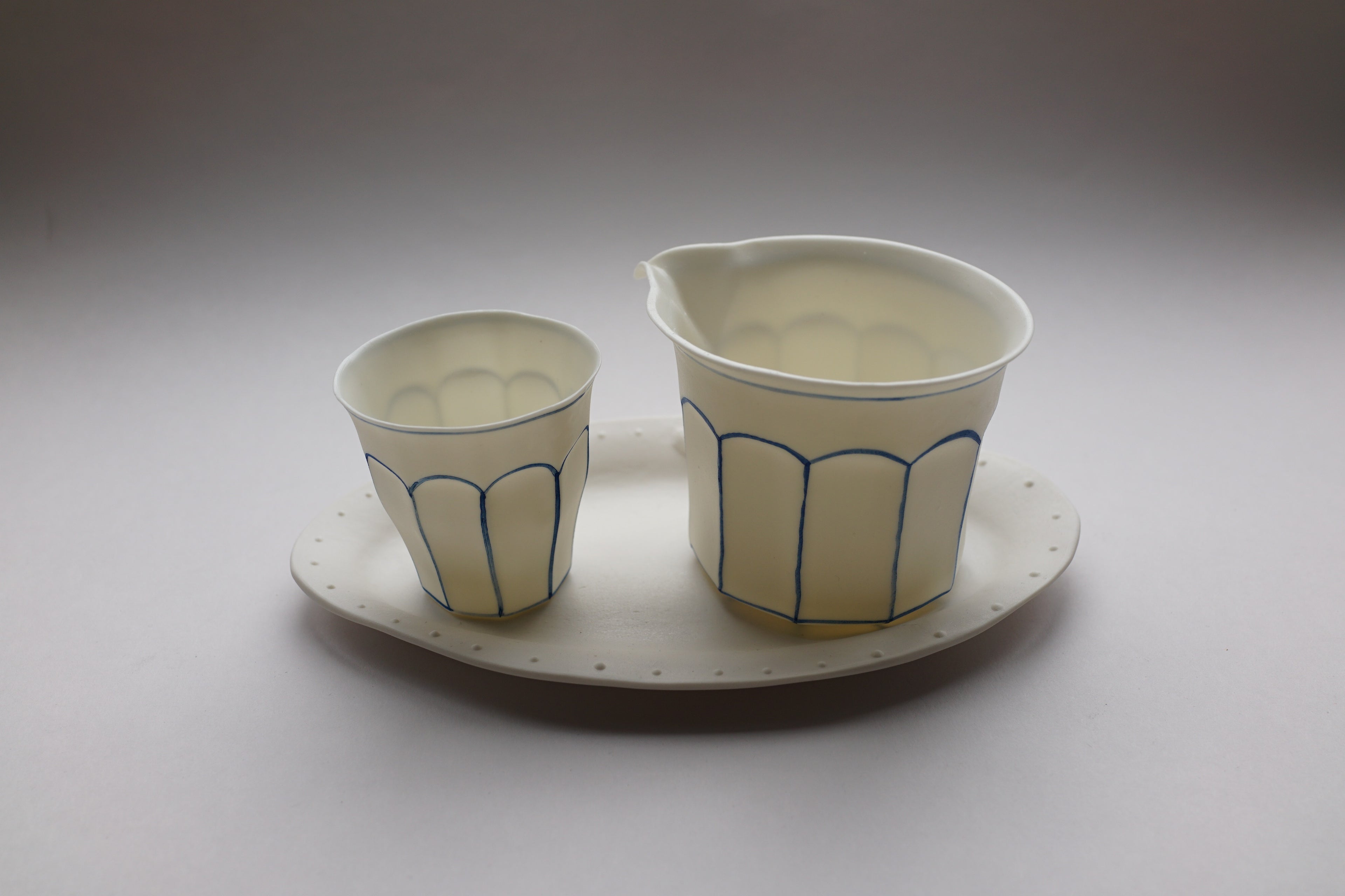 Set 3 – Blue Line Cafeteria Coffee Cup XS + Fairness Cup + Oval Plate  套餐 3 – 藍線食堂咖啡杯 XS+ 公道杯+橢圓盤