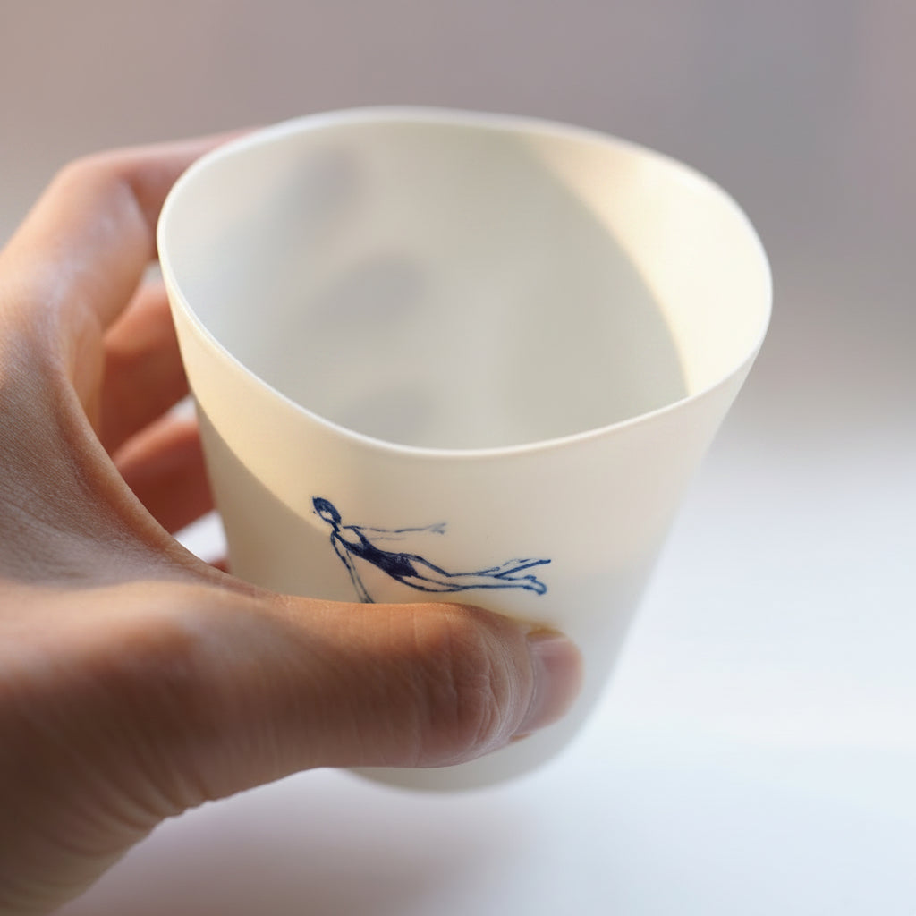 Swimming Reverie - QIU × JINJIN Paris Hand-Painted Ceramic Cup (Limited Edition) 游泳遐想 - QIU × JINJIN Paris 手繪陶瓷杯限量版